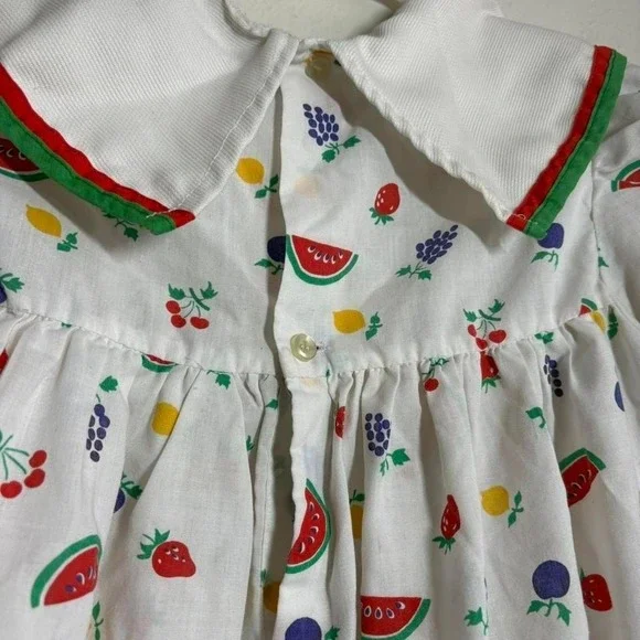 Vintage Youth Girls Size 4-5 Fruit Dress Top Smock A-Line Handmade Sunday Best - Picture 4 of 6